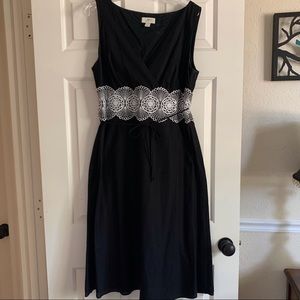 Princess Cut Cotton Dress with Lace Trim